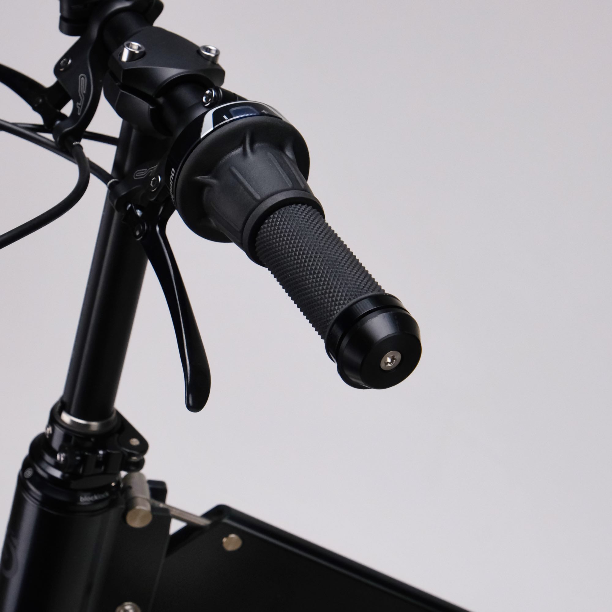 upride folding bike bike stand is tucked away inside the handlebar